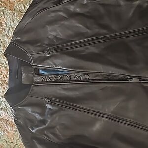Soft black leather bomber jacket, men's extra large luxury. Made by CADOGAN.